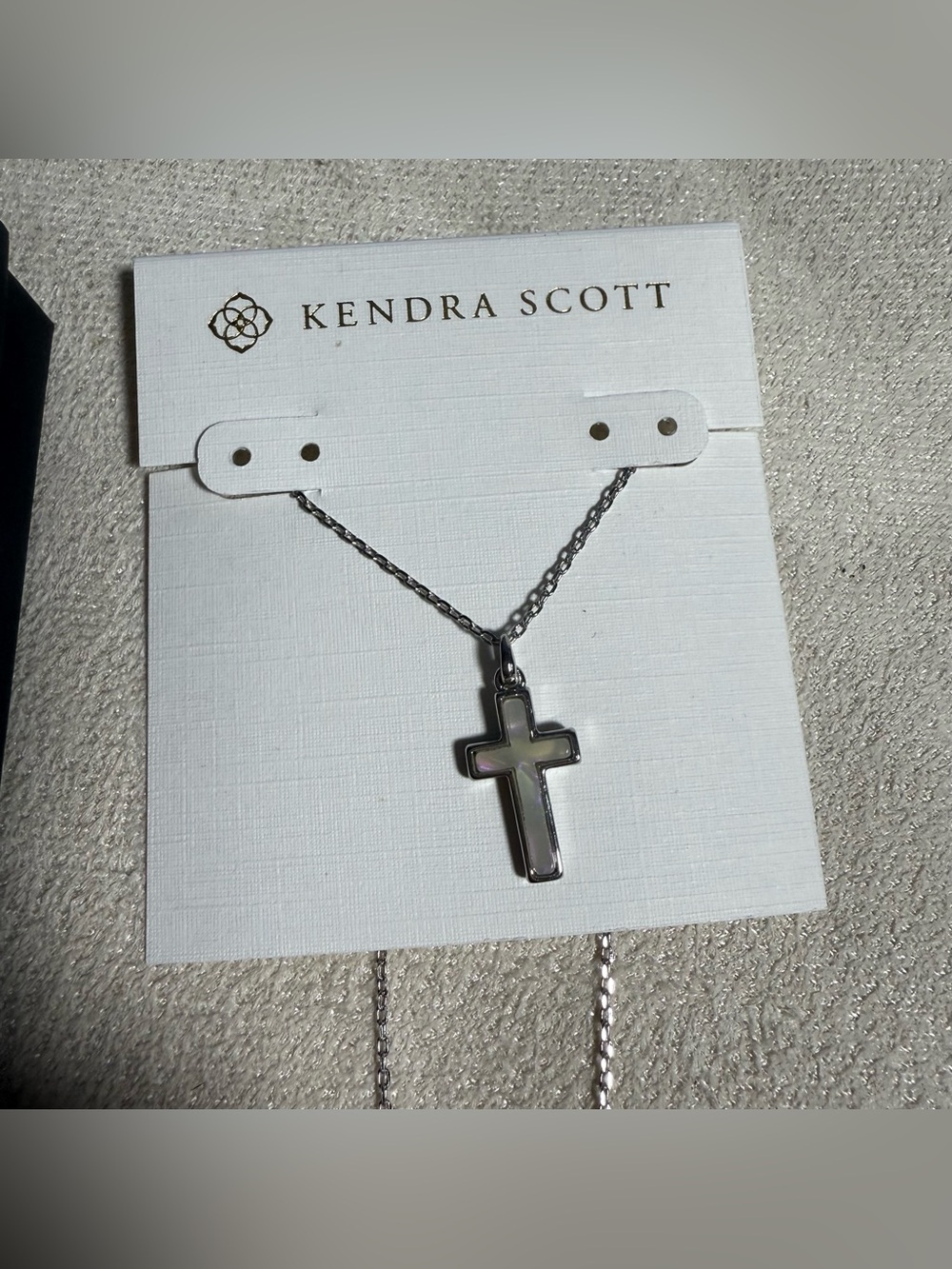 Kendra Scott Silver Cross Necklace with White Center